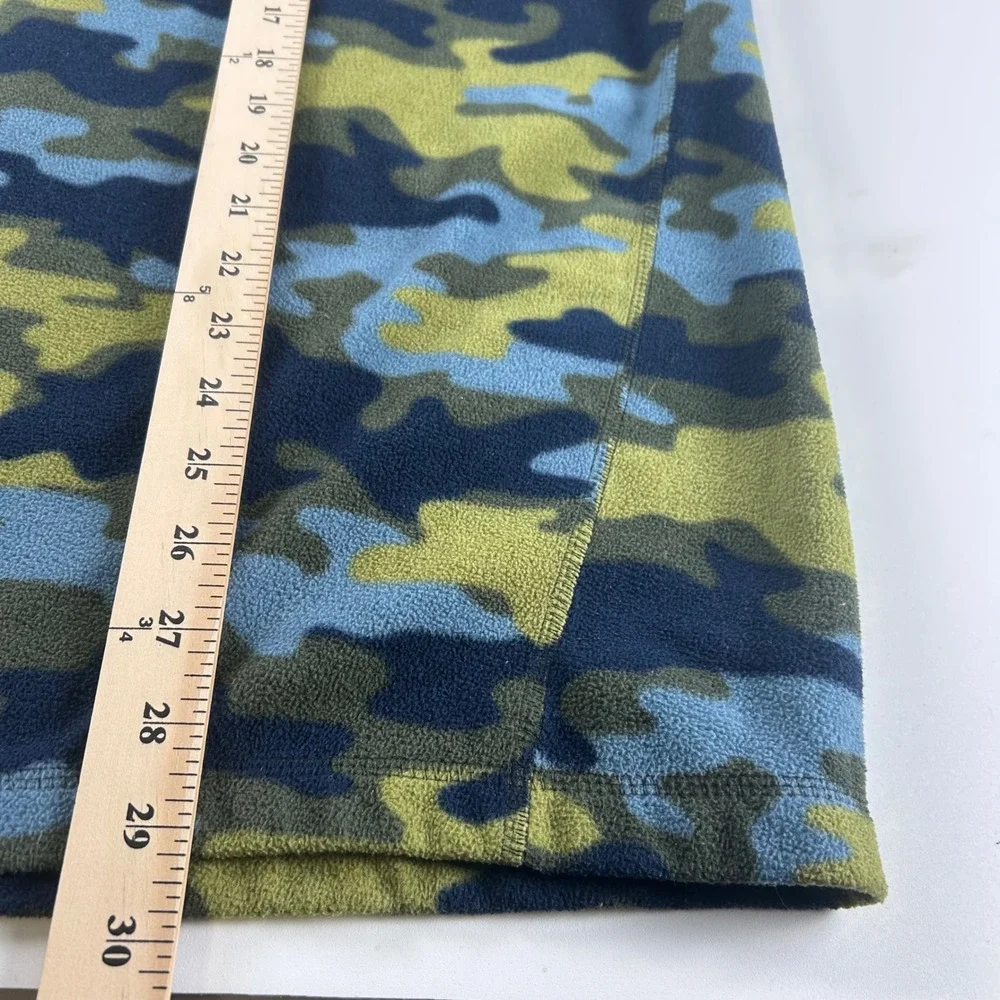 Eddie Bauer Men's Tall L First Ascent Camo Fleece 1/4 Zip Pullover Blue Green
